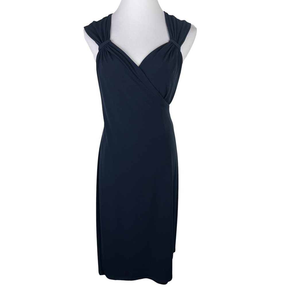 George Women's Medium Navy Blue Wrap Around Stretch Dress V-Neck